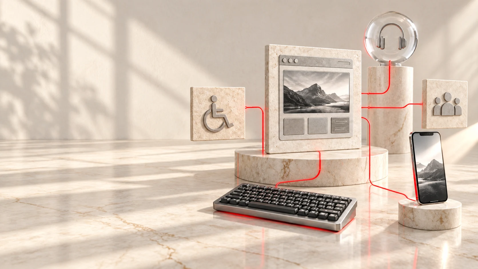 Eine Website ist über Tastatur, Audio, Kontrast und Smartphone zugänglich.