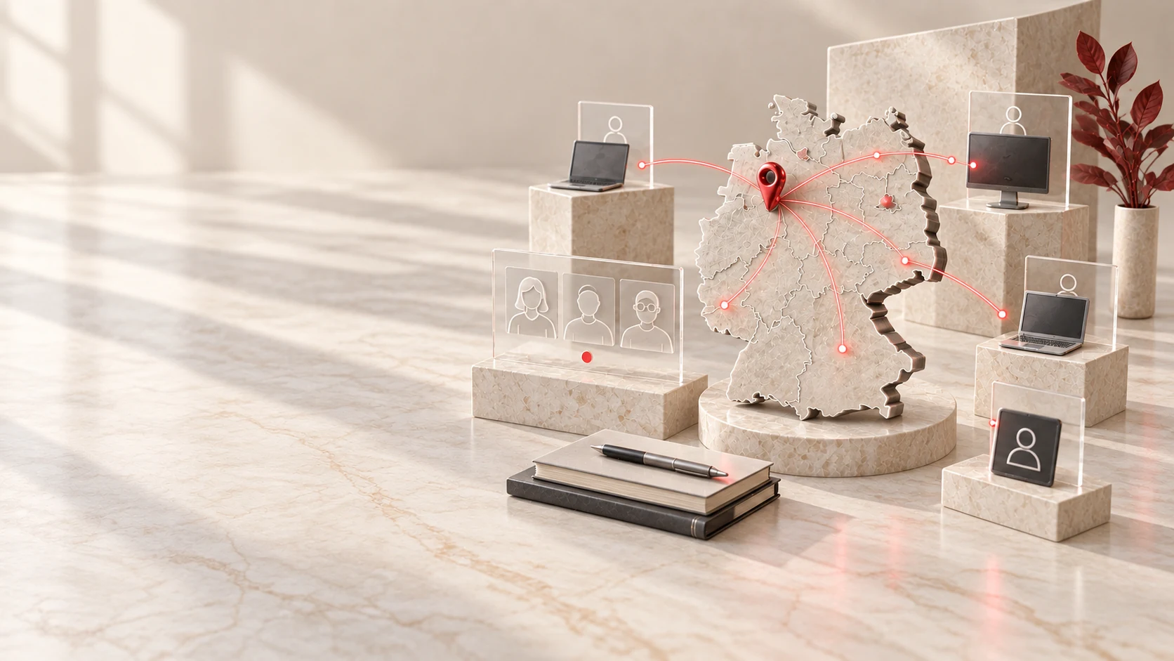 Arbeitet Cardinahl Concept auch überregional oder remote? – Symbolische Übersicht